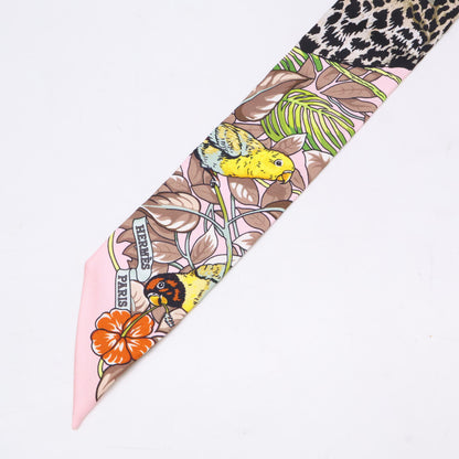 HERMES エルメス 【美品】H063513S 22 JUNGLE LOVE LOVE ジャングルラブラブ シルク ツイリー スカーフ
