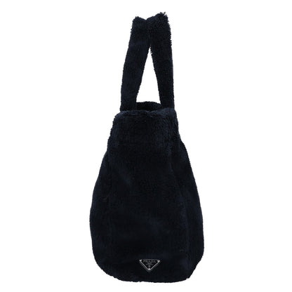 PRADA プラダ 美品 1BG130 トライアングルプレート フロントロゴ パイル テリー トートバッグ
