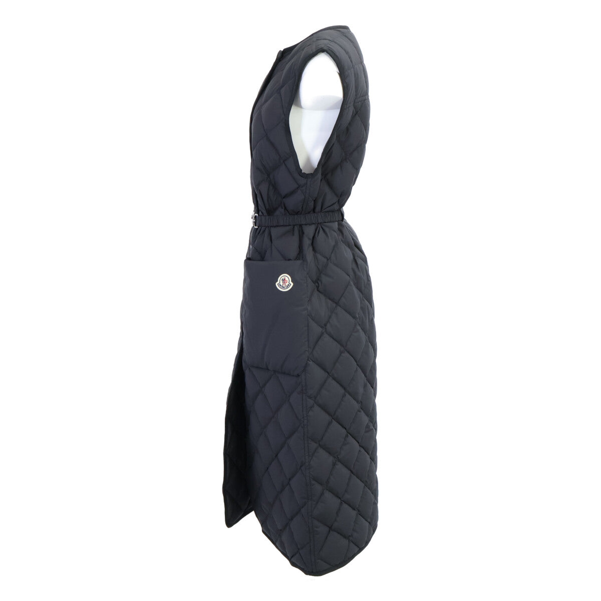 MONCLER モンクレール 【美品/24AW】BUTOR ビュトール メタルロゴベルト ノーカラー ロングダウンベスト/ コート