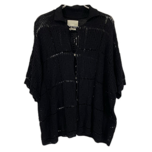 YOKE ヨーク 25SS YK25SS001011S ブラック コットン ドロップショルダー CROCHET KNIT SHIRT トップス