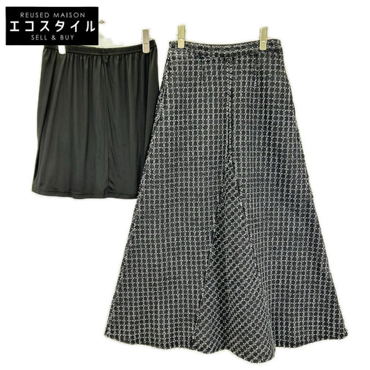 Ameri アメリ 26年製 ブラック CHECK PROCESSING DENIM SKIRT スカート