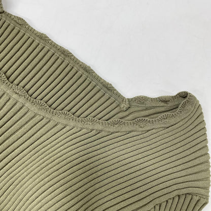 Ameri アメリ 26年製 カーキ BALLOON HEM DOCKING KNIT TOP トップス