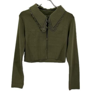 Ameri アメリ 26年製 カーキ 3WAY LACECOLLAR KNIT CARDIGAN トップス