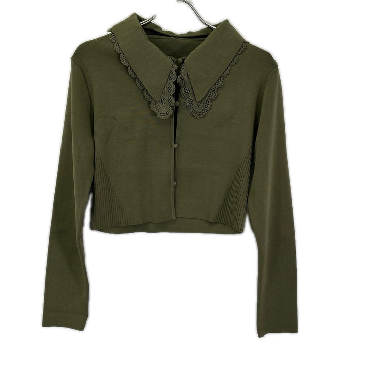Ameri アメリ 26年製 カーキ 3WAY LACECOLLAR KNIT CARDIGAN トップス