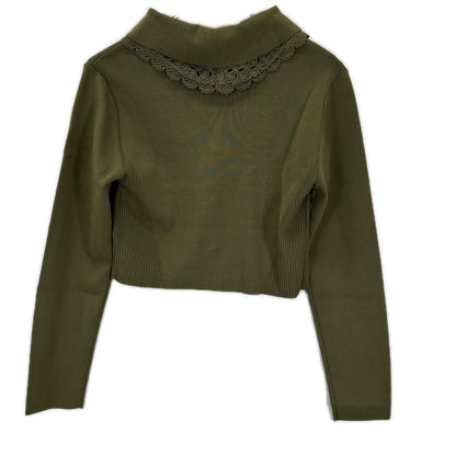 Ameri アメリ 26年製 カーキ 3WAY LACECOLLAR KNIT CARDIGAN トップス