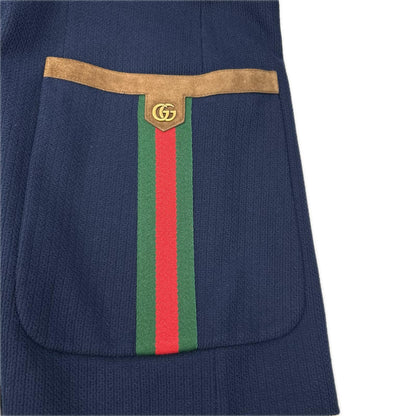 GUCCI グッチ 673264 ブルー シェリーラインポケット 金ボタン 2Bシングルテーラードジャケット ジャケット