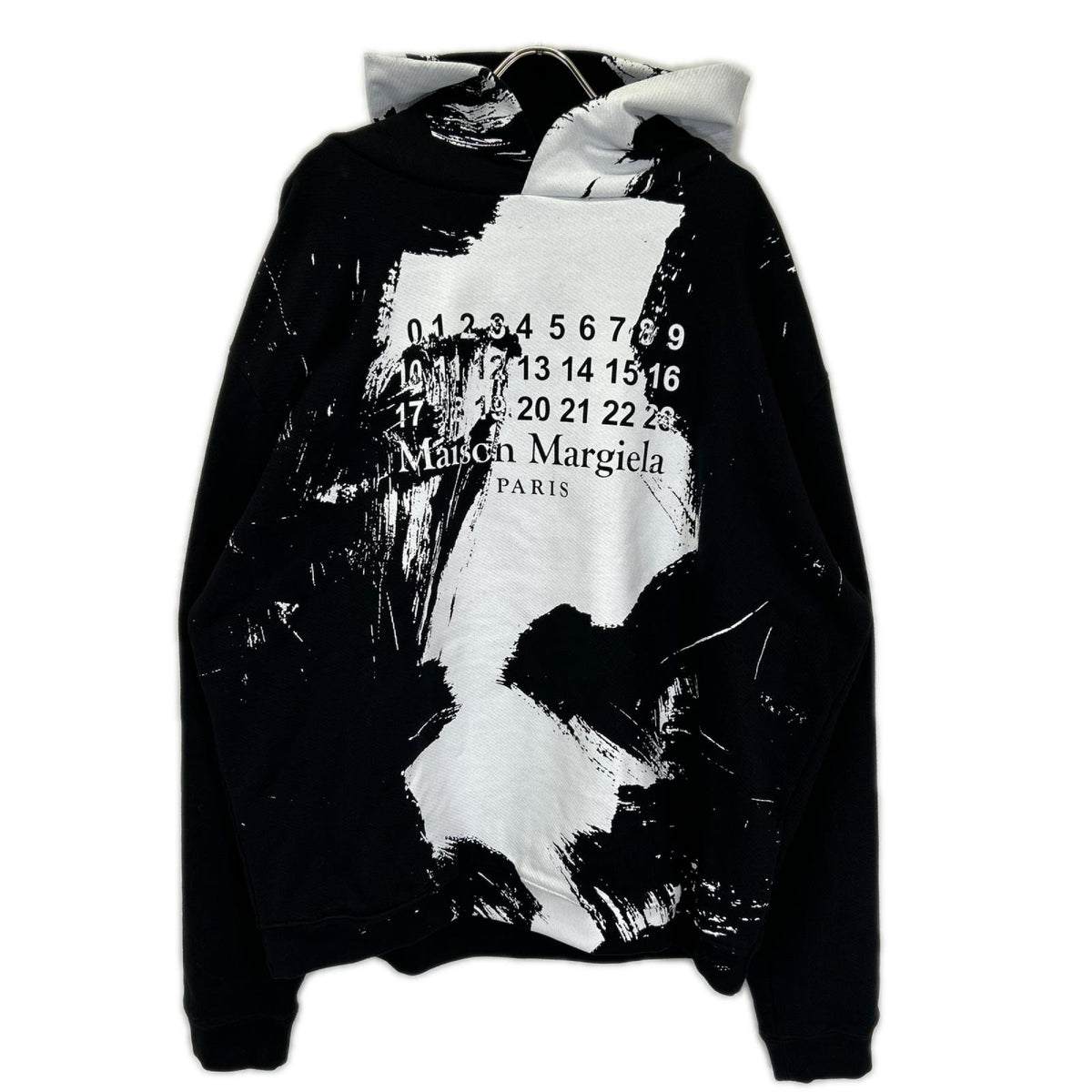Maison margiela メゾンマルジェラ S50GU0151 20AW ブラック DIAGONAL PAINT EFFECT HOODIE ペンキロゴオーバーサイズプルオーバーパーカー トップス