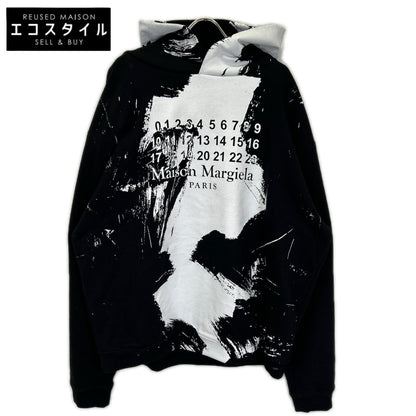 Maison margiela メゾンマルジェラ S50GU0151 20AW ブラック DIAGONAL PAINT EFFECT HOODIE ペンキロゴオーバーサイズプルオーバーパーカー トップス