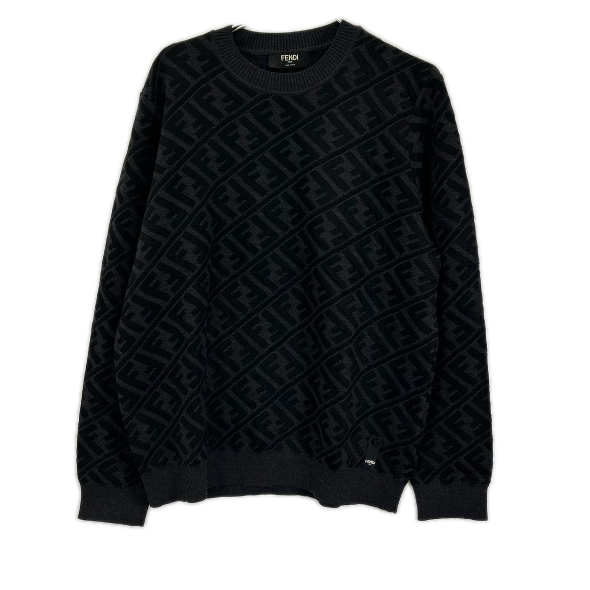 FENDI フェンディ FZX005 ALJX 23AW チャコール ウール ズッカ柄 FF クルーネックニット トップス