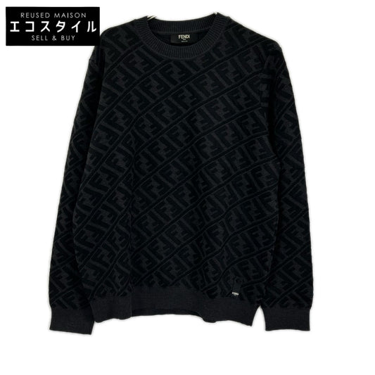 FENDI フェンディ FZX005 ALJX 23AW チャコール ウール ズッカ柄 FF クルーネックニット トップス