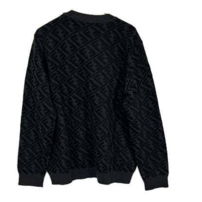 FENDI フェンディ FZX005 ALJX 23AW チャコール ウール ズッカ柄 FF クルーネックニット トップス