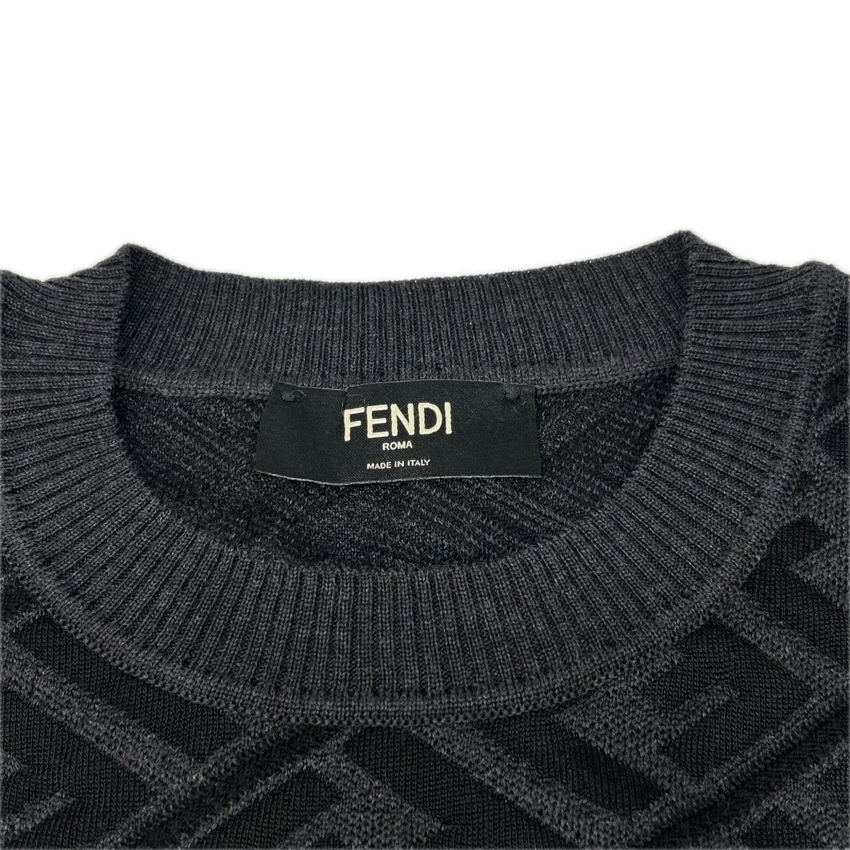 FENDI フェンディ FZX005 ALJX 23AW チャコール ウール ズッカ柄 FF クルーネックニット トップス