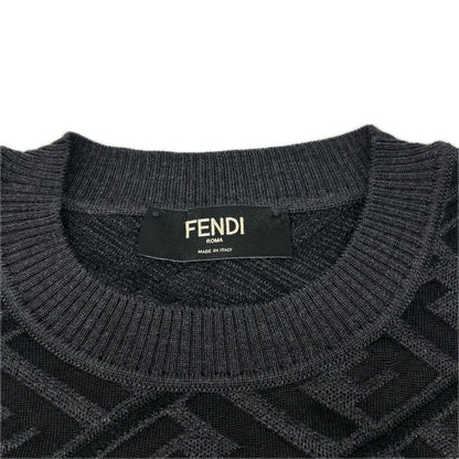 FENDI フェンディ FZX005 ALJX 23AW チャコール ウール ズッカ柄 FF クルーネックニット トップス