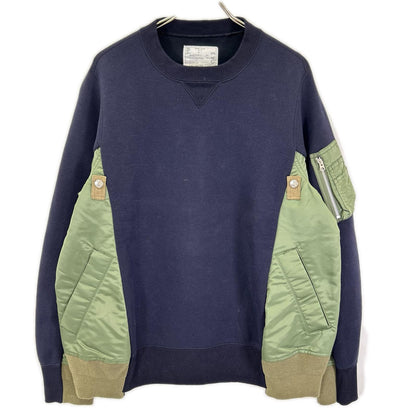 sacai サカイ SCM-043 22AW ダークネイビー×カーキ Sponge Sweat MA-1 Pullover ドッキングスウェット トップス