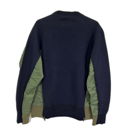 sacai サカイ SCM-043 22AW ダークネイビー×カーキ Sponge Sweat MA-1 Pullover ドッキングスウェット トップス