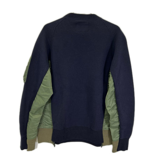 sacai サカイ SCM-043 22AW ダークネイビー×カーキ Sponge Sweat MA-1 Pullover ドッキングスウェット トップス