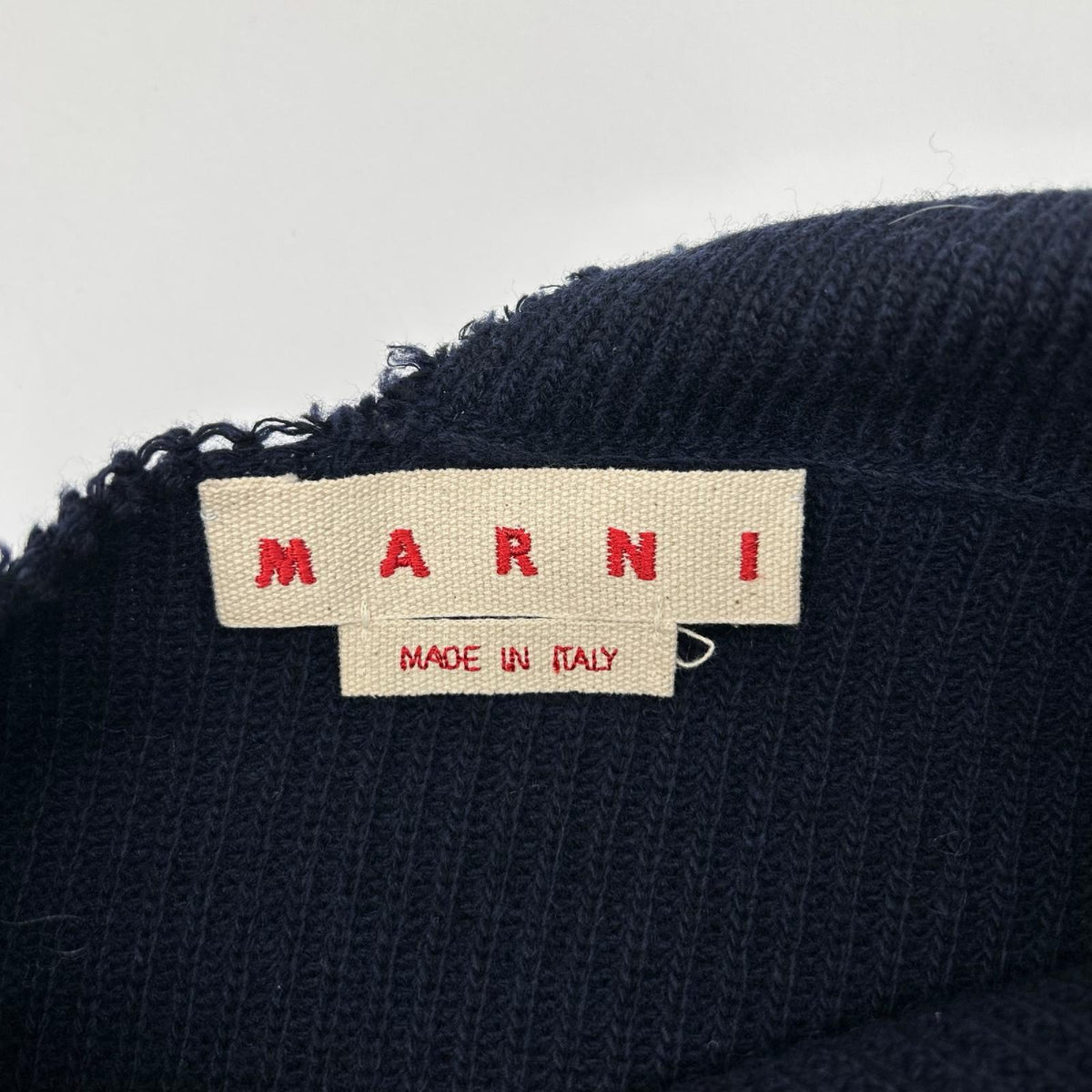 MARNI マルニ GCMG0246Q2 22AW ネイビー ウール ロゴポケット カットオフデザインプルオーバーニット トップス