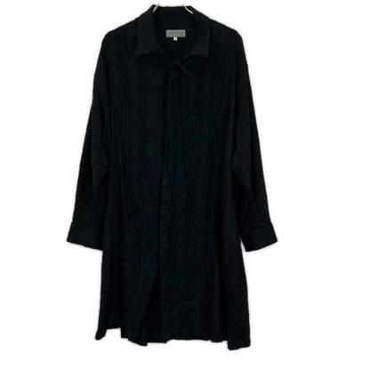 Yohji Yamamoto POUR HOMME ヨウジヤマモトプールオム HE-B44-507 22AW ブラック ウール100 プリーツ 比翼ロングシャツ トップス