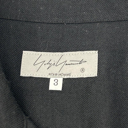 Yohji Yamamoto POUR HOMME ヨウジヤマモトプールオム HE-B44-507 22AW ブラック ウール100 プリーツ 比翼ロングシャツ トップス