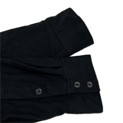 Yohji Yamamoto POUR HOMME ヨウジヤマモトプールオム HE-B44-507 22AW ブラック ウール100 プリーツ 比翼ロングシャツ トップス