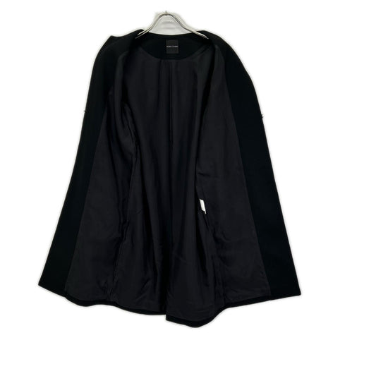 YOKOCHAN YCC-317-069 Black pocket-fur collarless coat coat
