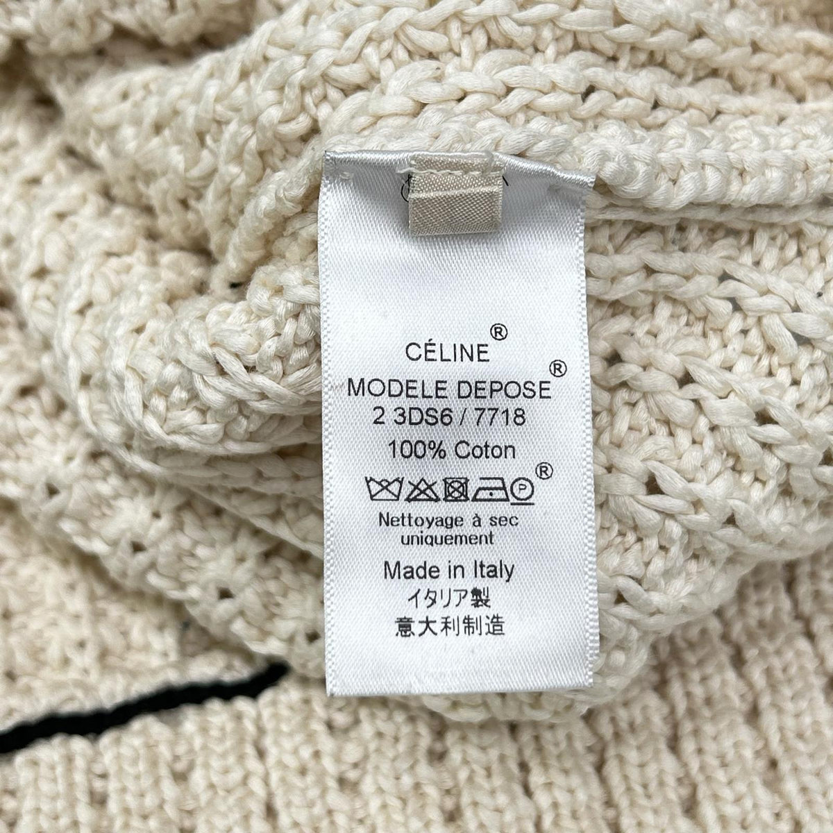 CELINE セリーヌ 2 3DS6/7718 フィービー期 コットン ロングスリーブ クロップドニット トップス