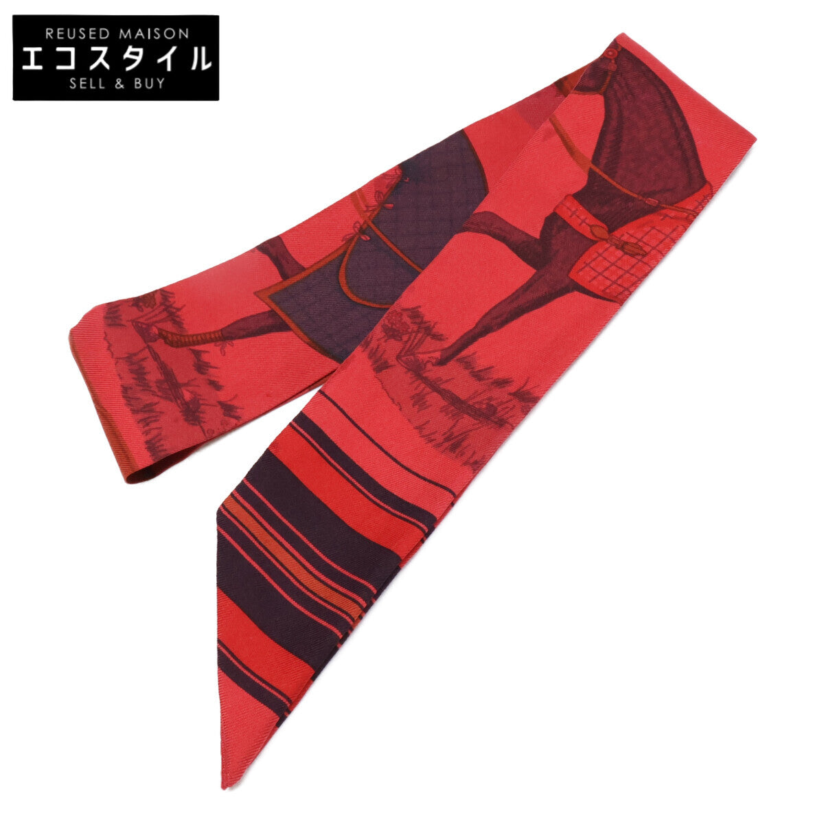 HERMES エルメス ロカバール ホースプリント シルク ツイリー スカーフ
