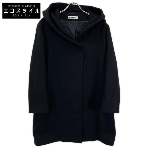 JILSANDER ジルサンダー JSPI434924 ネイビー ウール×シルクブレンドライニング フーデッドロングコート コート