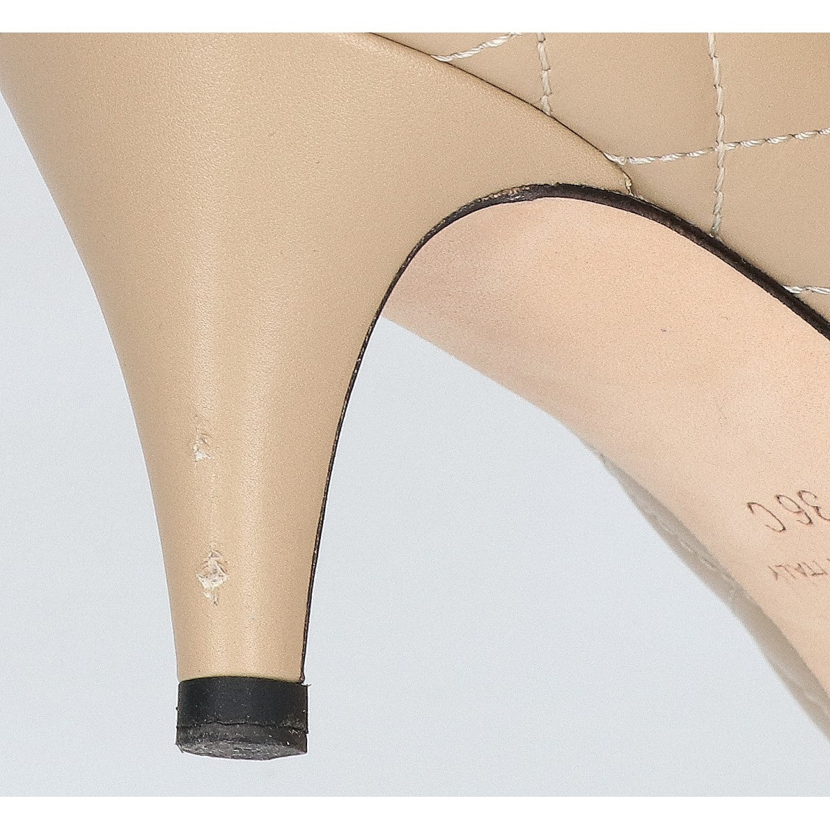 CHANEL シャネル G31907 X02526 カメリアアクセント カーフスキン キルティング ヒールパンプス シューズ