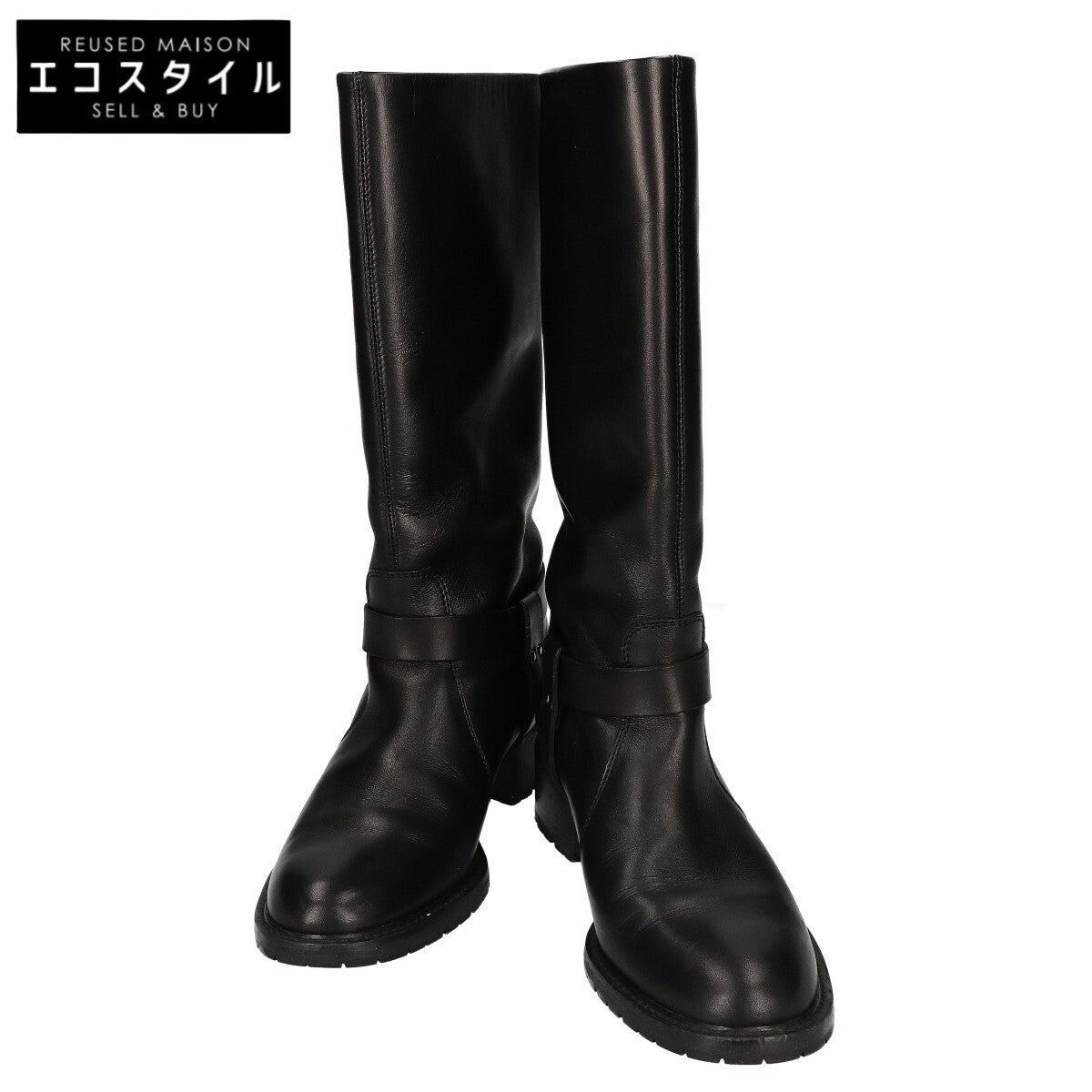 SalvatoreFerragamo サルバトーレフェラガモ 4191830 ガンチーニ金具 チャンキーヒール レザー ロングブーツ シューズ