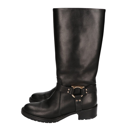 SalvatoreFerragamo サルバトーレフェラガモ 4191830 ガンチーニ金具 チャンキーヒール レザー ロングブーツ シューズ