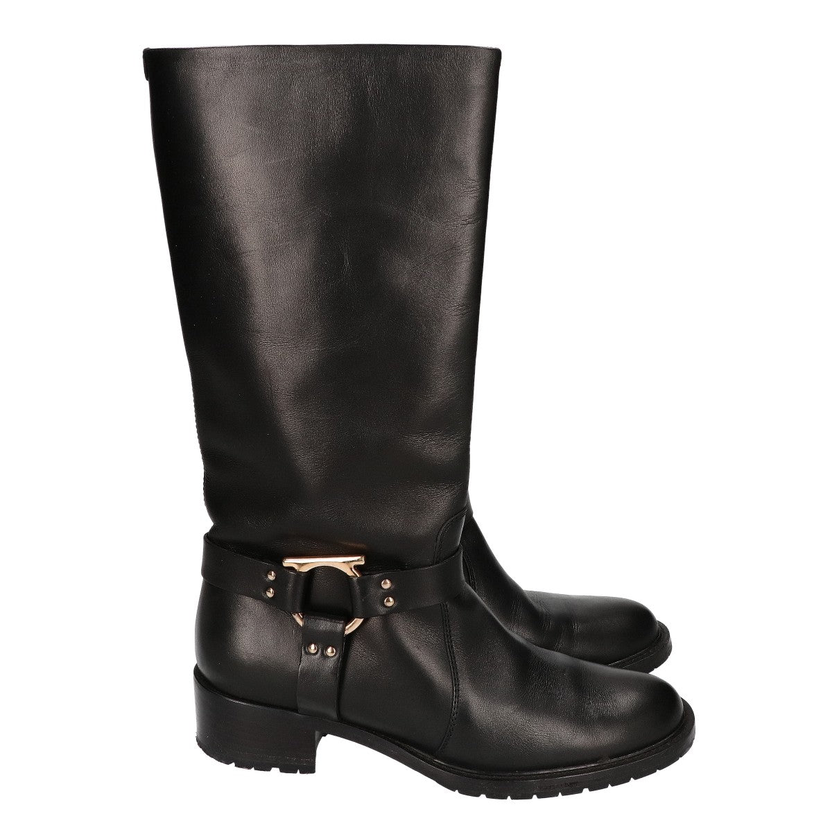 SalvatoreFerragamo サルバトーレフェラガモ 4191830 ガンチーニ金具 チャンキーヒール レザー ロングブーツ シューズ