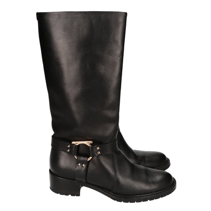 SalvatoreFerragamo サルバトーレフェラガモ 4191830 ガンチーニ金具 チャンキーヒール レザー ロングブーツ シューズ