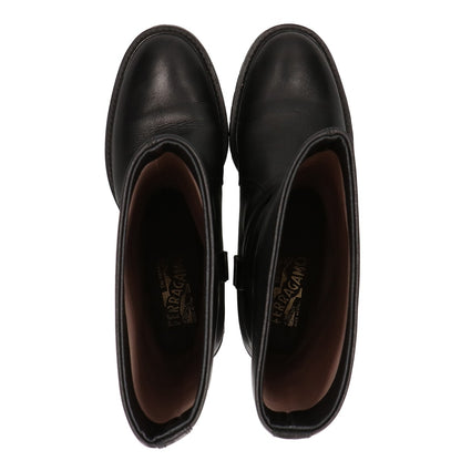 SalvatoreFerragamo サルバトーレフェラガモ 4191830 ガンチーニ金具 チャンキーヒール レザー ロングブーツ シューズ
