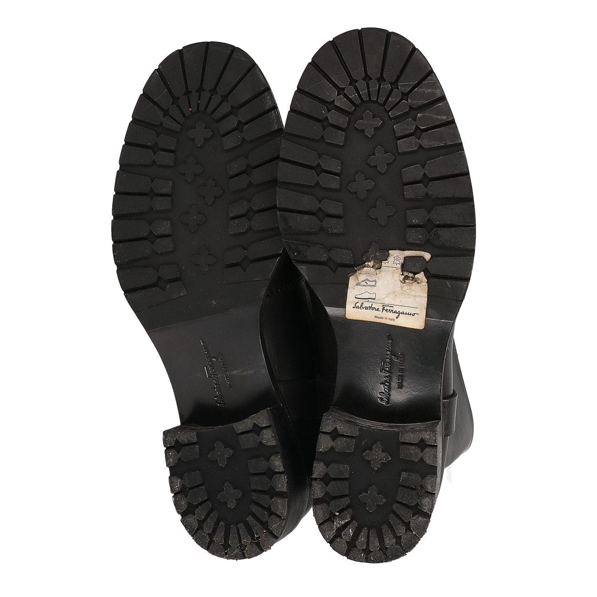 SalvatoreFerragamo サルバトーレフェラガモ 4191830 ガンチーニ金具 チャンキーヒール レザー ロングブーツ シューズ