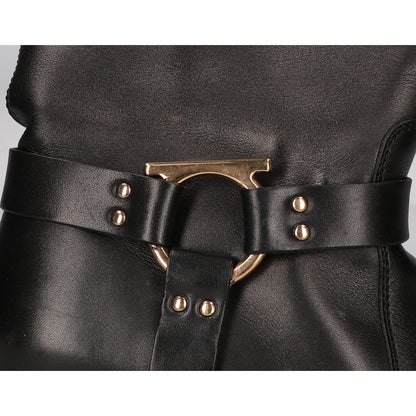 SalvatoreFerragamo サルバトーレフェラガモ 4191830 ガンチーニ金具 チャンキーヒール レザー ロングブーツ シューズ