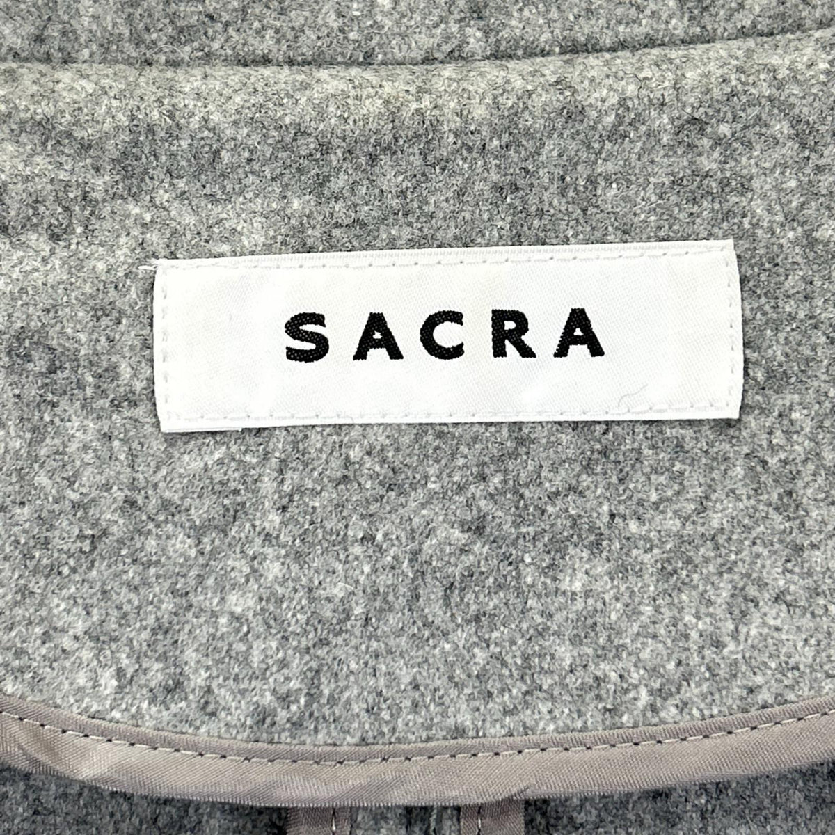 SACRA サクラ 121503061 22AW グレー ウール ライトメルトンロングジレ ノースリーブコート コート