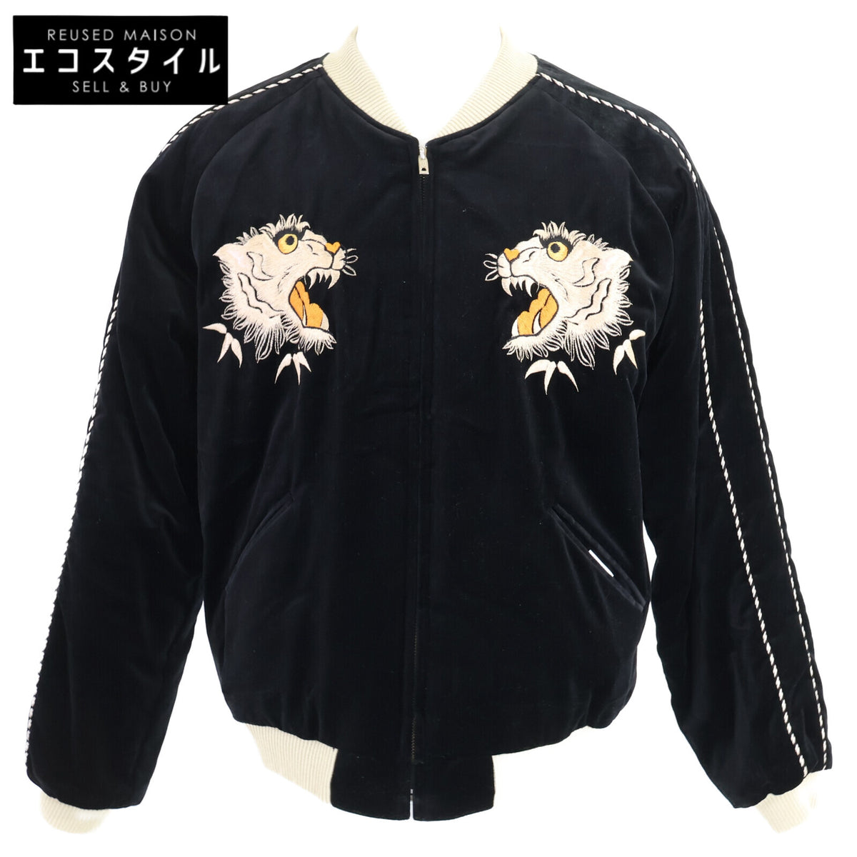 TAILOR TOYO テーラー東洋 【美品】TT15392-119 Mid 1950s Style Velveteen Souvenir Jacket WHITE TIGER×EAGLE 別珍xナイロン スカジャン ジャケット