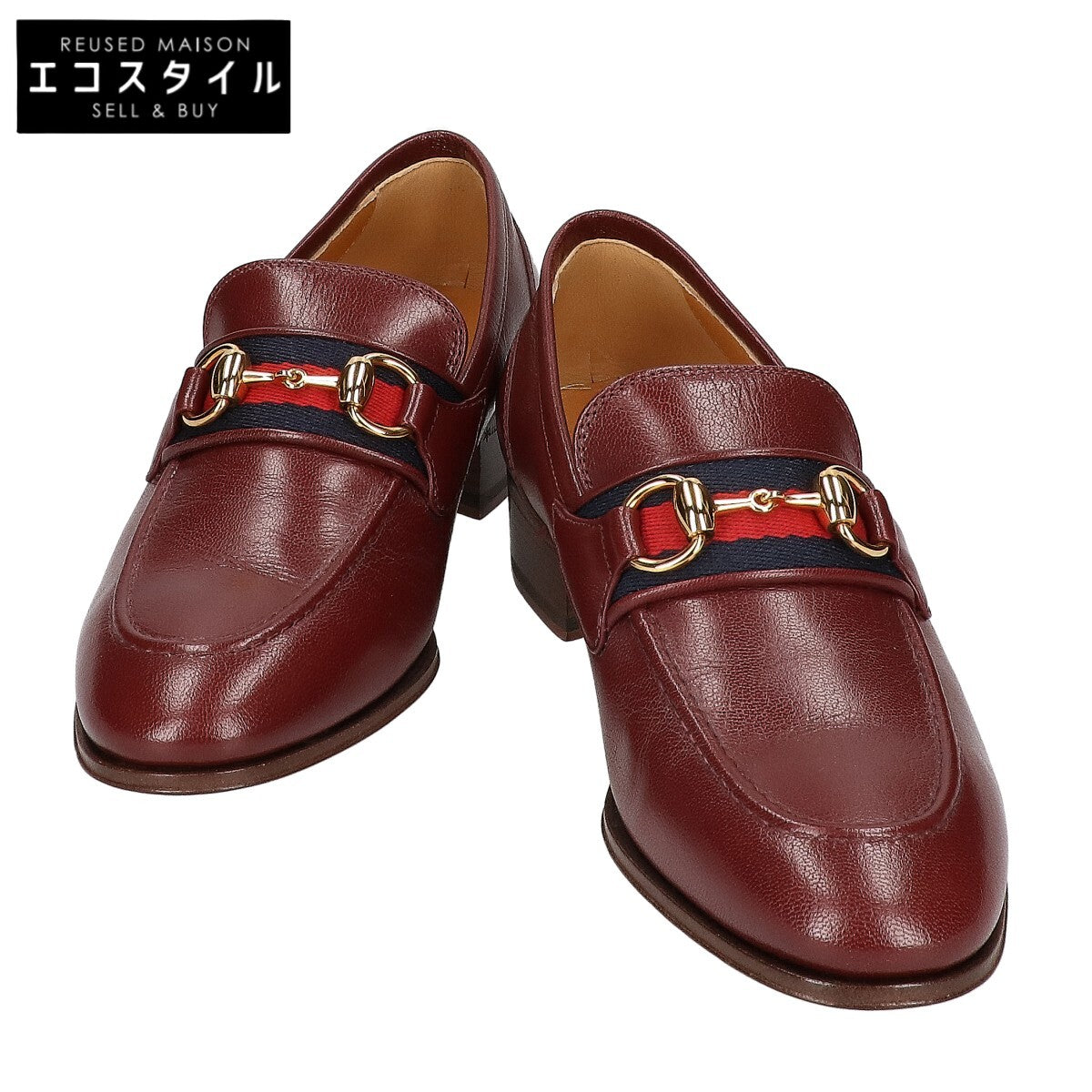 GUCCI グッチ 【美品】660819 ウェブライン ホースビット レザー ローファー シューズ