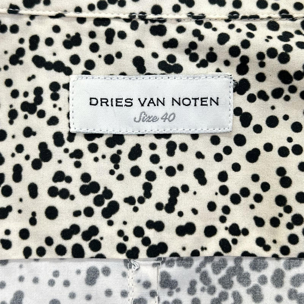 DRIES VAN NOTEN ドリスヴァンノッテン ベージュ×ブラック コットン アニマルドット レギュラーカラー ロングスリーブボタンシャツ トップス