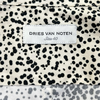 DRIES VAN NOTEN ドリスヴァンノッテン ベージュ×ブラック コットン アニマルドット レギュラーカラー ロングスリーブボタンシャツ トップス