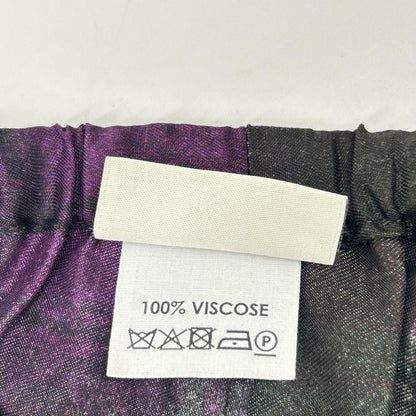 DRIES VAN NOTEN ドリスヴァンノッテン グリーン×パープル ビスコース ドローストリング チェックデザインイージーワイドパンツ ボトムス