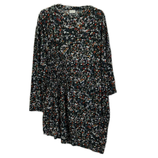 DRIES VAN NOTEN ドリスヴァンノッテン マルチカラー コットン クラウドプリント ロングスリーブ フロントシャーリングカットソーワンピース ワンピース