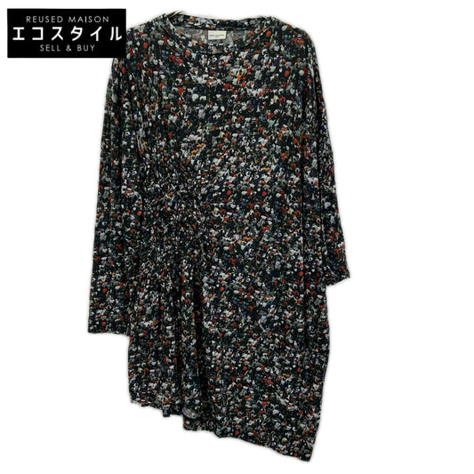 DRIES VAN NOTEN ドリスヴァンノッテン マルチカラー コットン クラウドプリント ロングスリーブ フロントシャーリングカットソーワンピース ワンピース