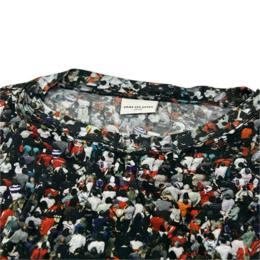 DRIES VAN NOTEN ドリスヴァンノッテン マルチカラー コットン クラウドプリント ロングスリーブ フロントシャーリングカットソーワンピース ワンピース