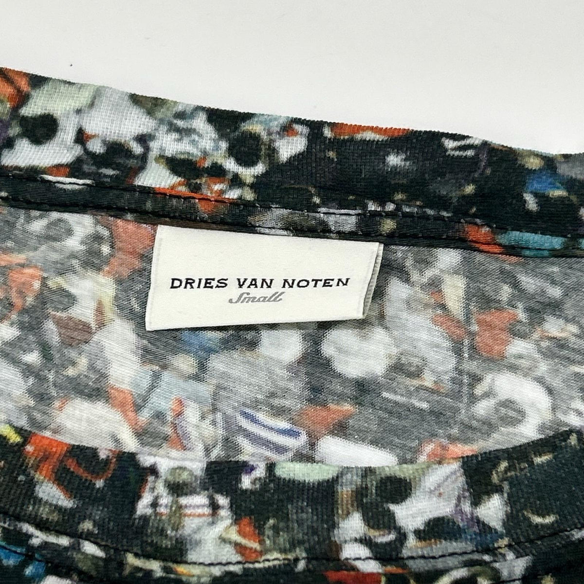 DRIES VAN NOTEN ドリスヴァンノッテン マルチカラー コットン クラウドプリント ロングスリーブ フロントシャーリングカットソーワンピース ワンピース