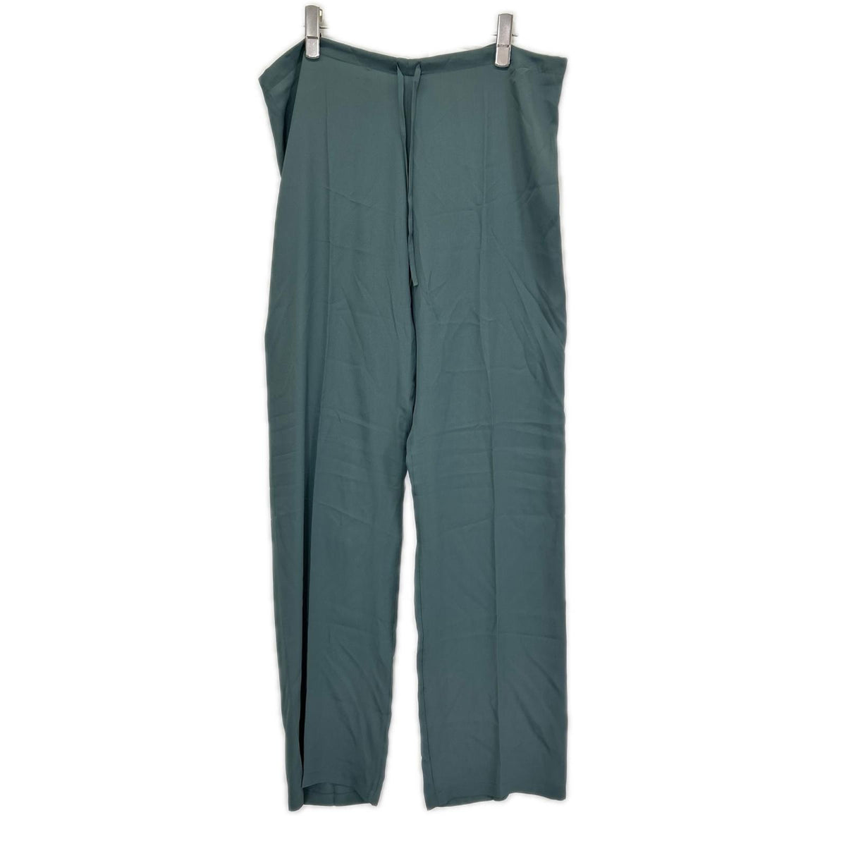 DRIES VAN NOTEN ドリスヴァンノッテン グリーン シルク混 センタープレス ドローストリング ワイドストレートパンツ ボトムス