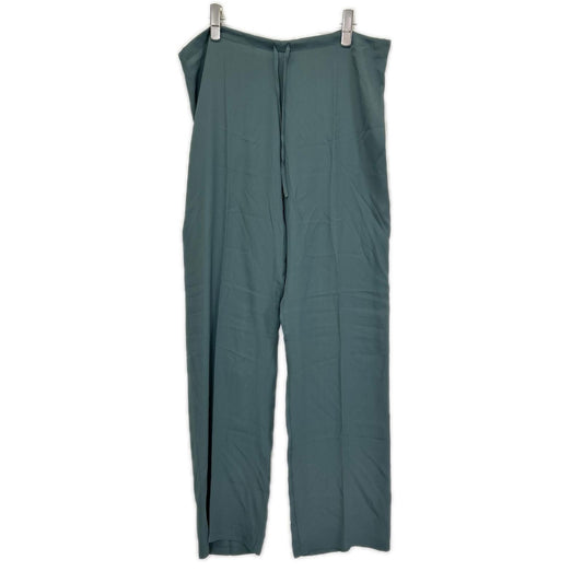 DRIES VAN NOTEN ドリスヴァンノッテン グリーン シルク混 センタープレス ドローストリング ワイドストレートパンツ ボトムス