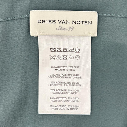 DRIES VAN NOTEN ドリスヴァンノッテン グリーン シルク混 センタープレス ドローストリング ワイドストレートパンツ ボトムス