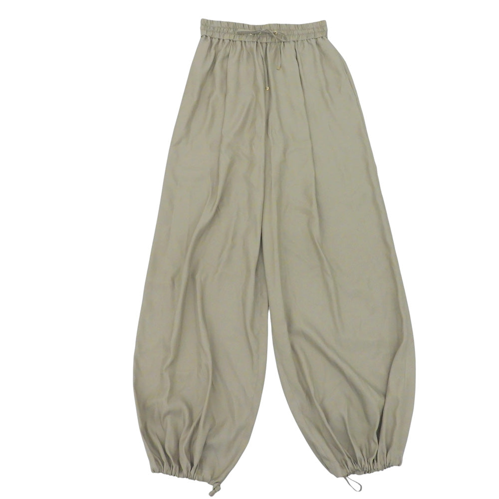 Deuxieme Classe ドゥーズィエムクラス 美品 キュプラ混 ドローストリング ワイドバルーンパンツ べージュ 38 26-030-560-3100 26SS ボトムス